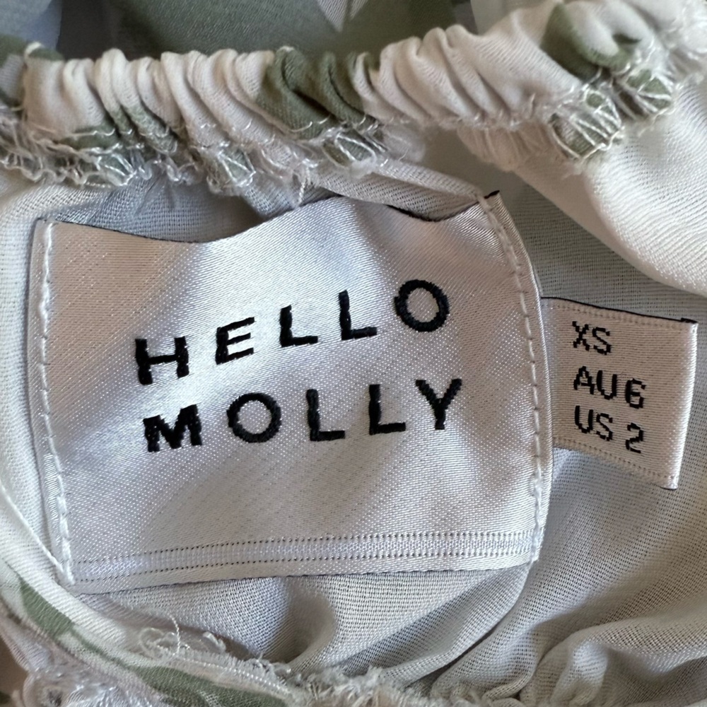HELLO MOLLY Pretty Polly Green White Floral Tie Back Crop Top with Sleeves XS - Picture 6 of 9